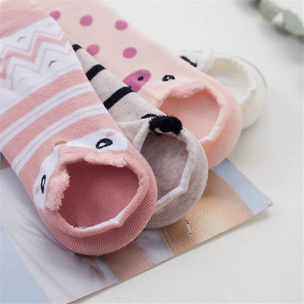 16pairs Women's Funny Cute Cartoon Stereoscopic Animals Ear Plush No Show Boat Socks MyFave Boutique