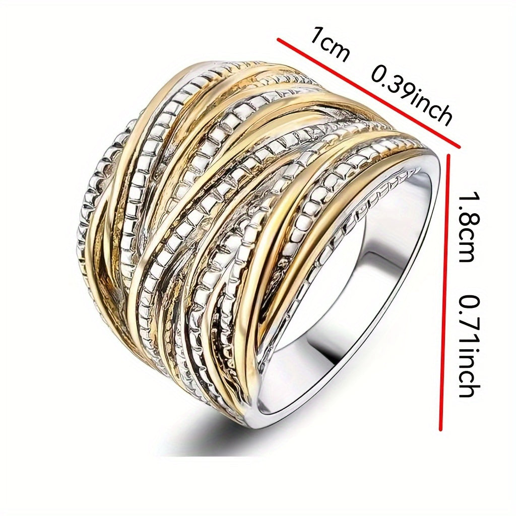 Intertwined Crossover Statement Ring Fashion Chunky Band Rings for Women Black Gold Silver Rose Gold Plated Wide Index Finger Rings Costume Jewelry MyFave Boutique