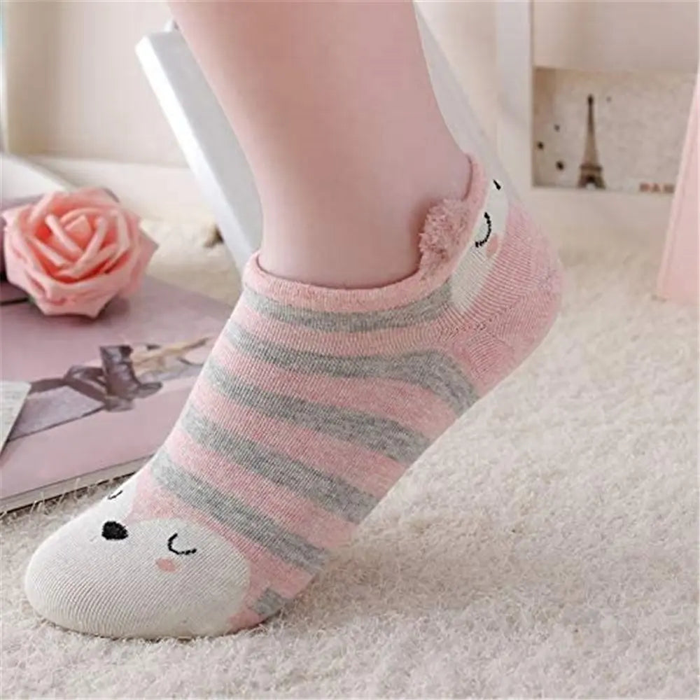 16pairs Women's Funny Cute Cartoon Stereoscopic Animals Ear Plush No Show Boat Socks MyFave Boutique