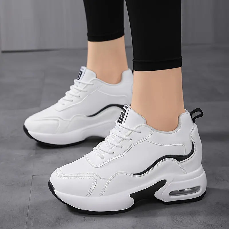 Women's Air Cushion Lace-Up Height Increasing Sneakers, All-Match Running Sports Shoes MyFave Boutique