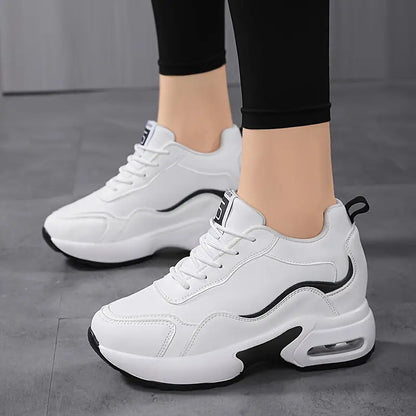 Women's Air Cushion Lace-Up Height Increasing Sneakers, All-Match Running Sports Shoes MyFave Boutique