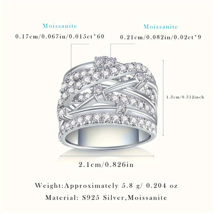 1 piece of 925 silver, 2024 new high-quality VVS-D color moissanite, women's fashion ring, suitable for engagement, wedding and confession, a gift for friends, loved ones and family, a must-have Valentine's Day gift for fashion parties MyFave Boutique