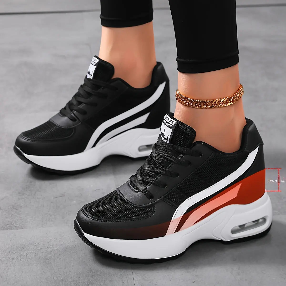 Women's Breathable Mesh Sneakers - Casual Lace-Up, Height-Boosting Platform Shoes with Air Cushion Comfort for All Seasons MyFave Boutique