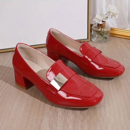 Women's Trendy Chunky Heel Loafers, Elegant Square Toe Dress Pumps, Fashion Slip On Heels MyFave Boutique