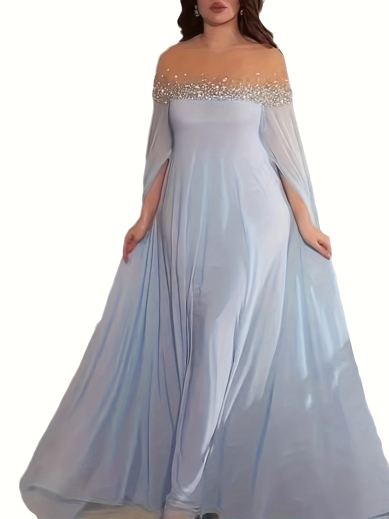 Stunning High Waisted Diamond Pearl Chiffon Banquet Dress - Elegant Sexy Dresses for Women with High Waist, Pearl Embellishments, and Flowy Chiffon Fabric MyFave Boutique