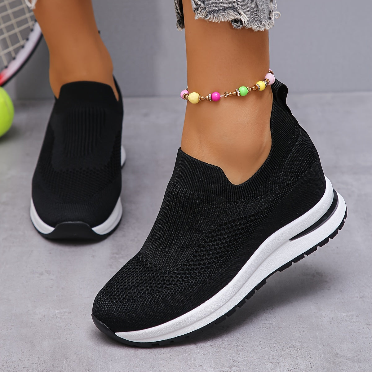 Women's Breathable Slip-On Sneakers with Hidden Wedge, Thick Sole, and EVA Insole - Casual Sport Shoes for All Seasons MyFave Boutique