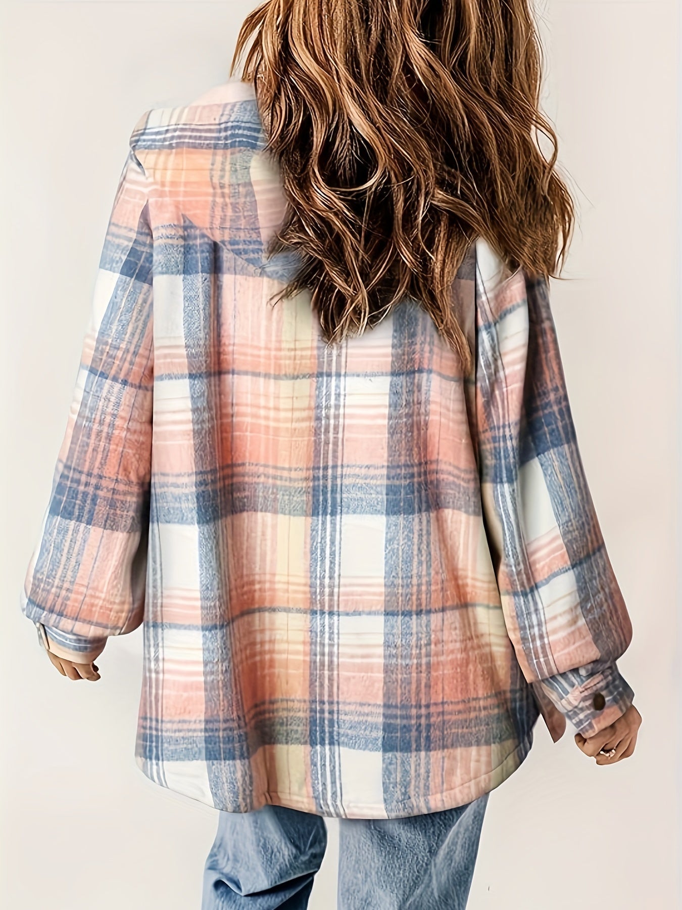 Plaid Pattern Zip Up Jacket, Casual Hooded Long Sleeve Warm Outwear, Women's Clothing MyFave Boutique