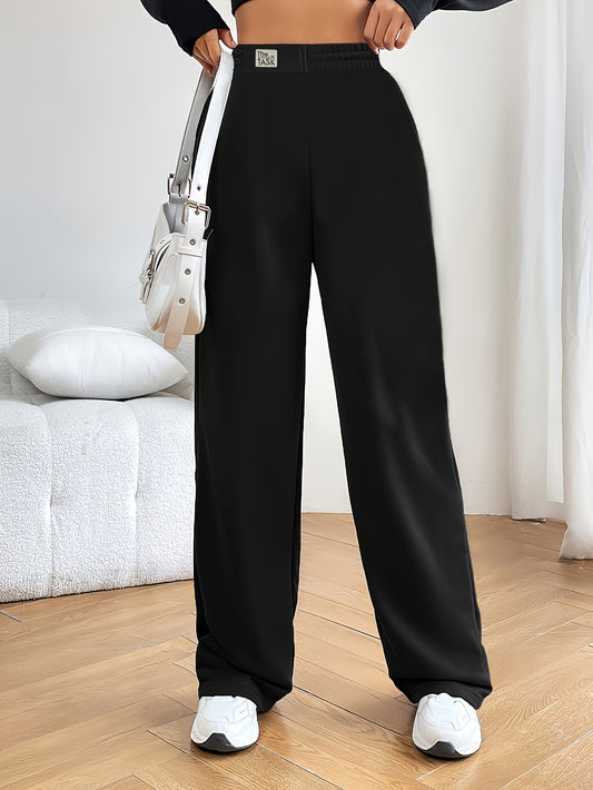 Solid Color Wide Leg Pants, Elegant High Waist Versatile Pants For Fall & Winter, Women's Clothing MyFave Boutique