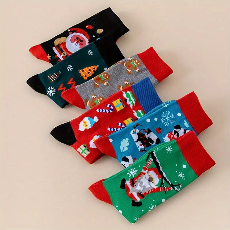 Random 12/20 Pairs Of New Autumn And Winter Thermal And Sweat-absorbing Santa Claus Cookie Cute Long Socks As A Christmas Gift For Family And Friends MyFave Boutique