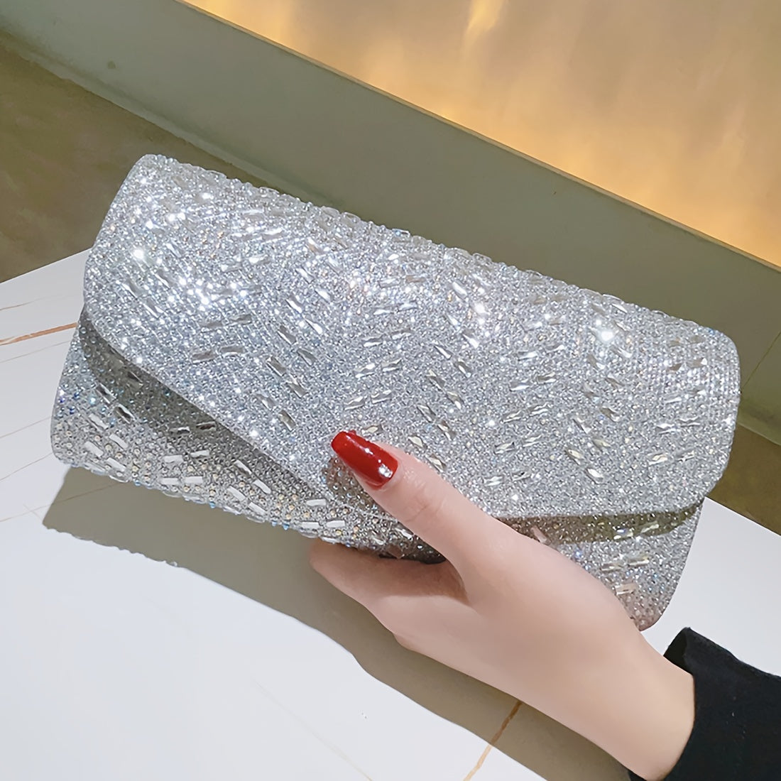 Sparkly Rhinestone Clutch Bag, Glitter Evening Purse, Elegance Bridal Handbag, Crossbody Shoulder Bag For Bridesmaid Wedding Party, Prom Accessory MyFave Boutique