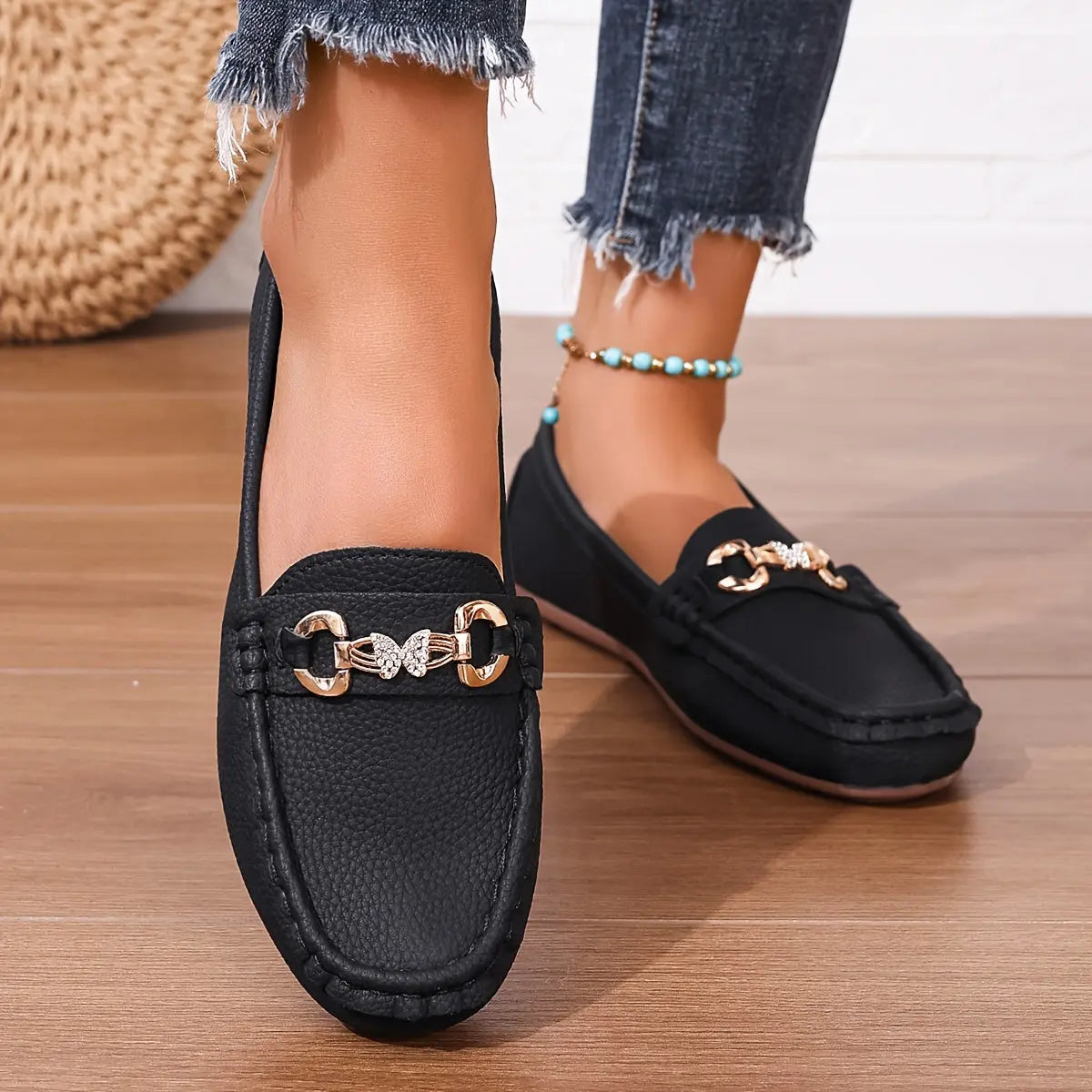 Womens Fashion Pull on Butterfly Decoration Strap Diamond Ladies Shoes MyFave Boutique