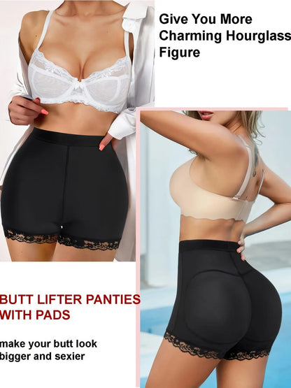 Lace Trim Shaping Shorts, Comfy Tummy Control Butt Lifting Zip Up Shaper, Women's Lingerie & Shapewear MyFave Boutique