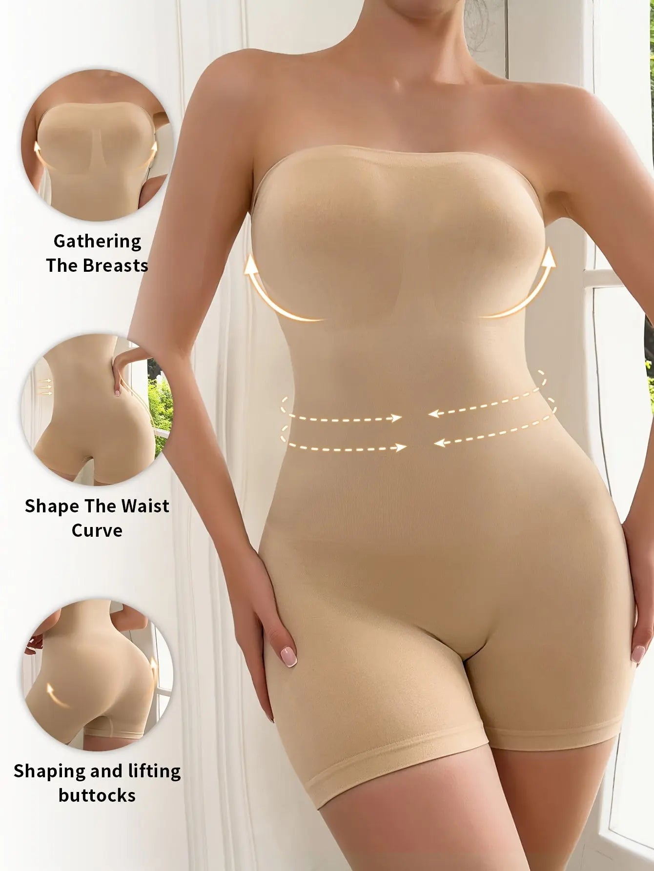 High-Waisted Tummy Control Bodysuit for Women, Sleeveless Bodycon Tube Top with Butt Lift and Shaping MyFave Boutique