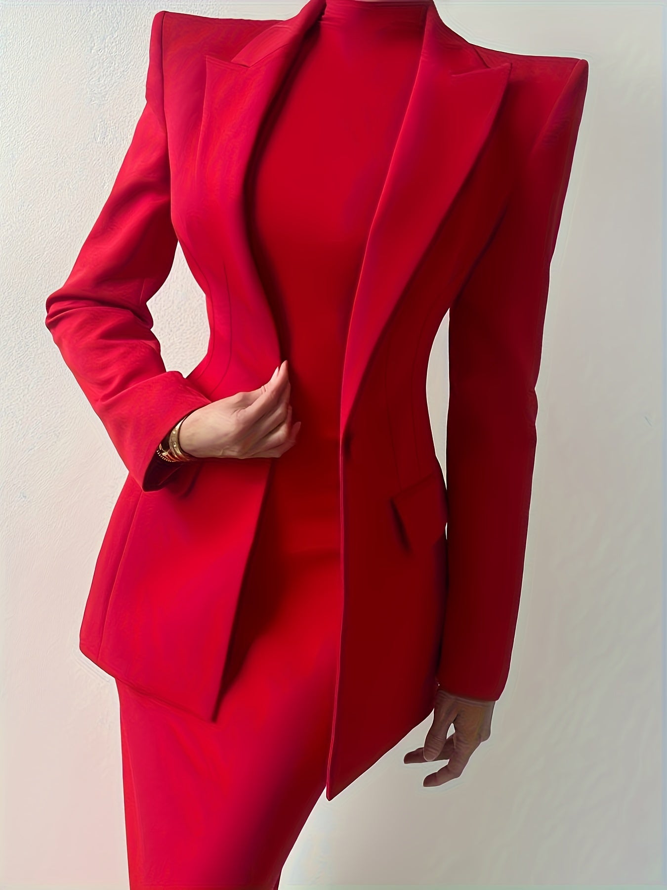 Solid Open Front Blazer with Side Pockets, Long Sleeve Lapel Neck Women's Spring/Fall Casual Blazer MyFave Boutique