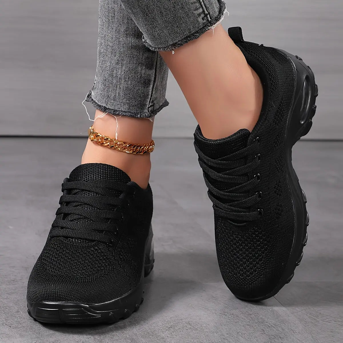 Women's Breathable Mesh Thick Sole Fashion Sneakers Lightweight All-Season Casual Sports Running Shoes with Round Toe Lace-Up Closure MyFave Boutique