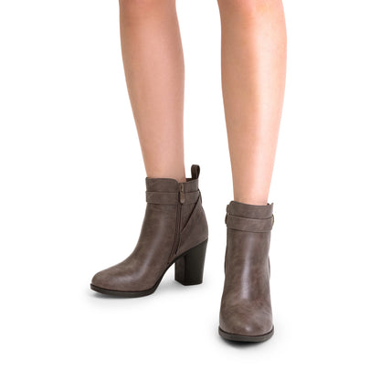 Women's Chunky High Heel Ankle Boots, Round Toe Fall Short Booties Shoes MyFave Boutique