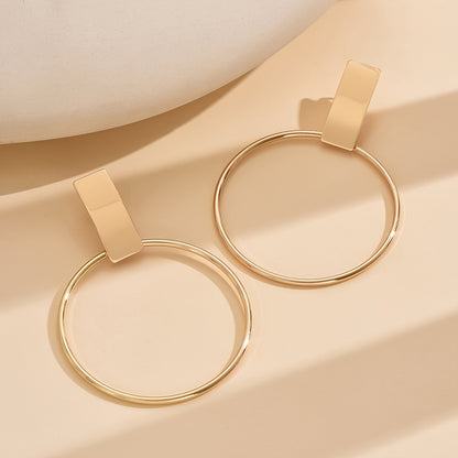 Geometric Minimalist Circle Clip-On Earrings for Women, Simple Fashion Non-Pierced Ear Clips, Daily Wear No Mosaic Ear Cuffs, Versatile Design for All Seasons - Pair MyFave Boutique