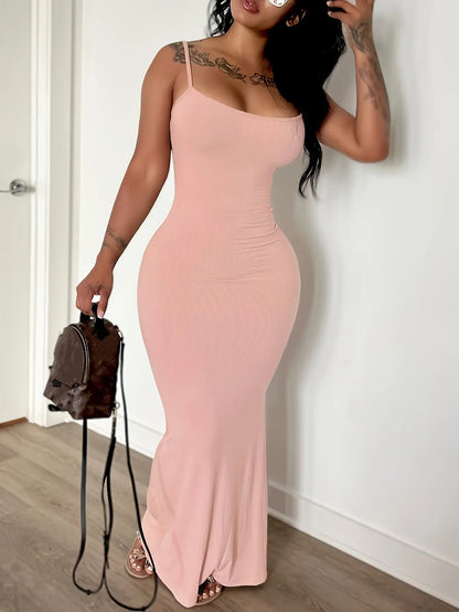 Women's Maxi Length Spaghetti Strap, Bodycon Dress - Casual Sleeveless Slim Cami Dress for Spring & Summer MyFave Boutique