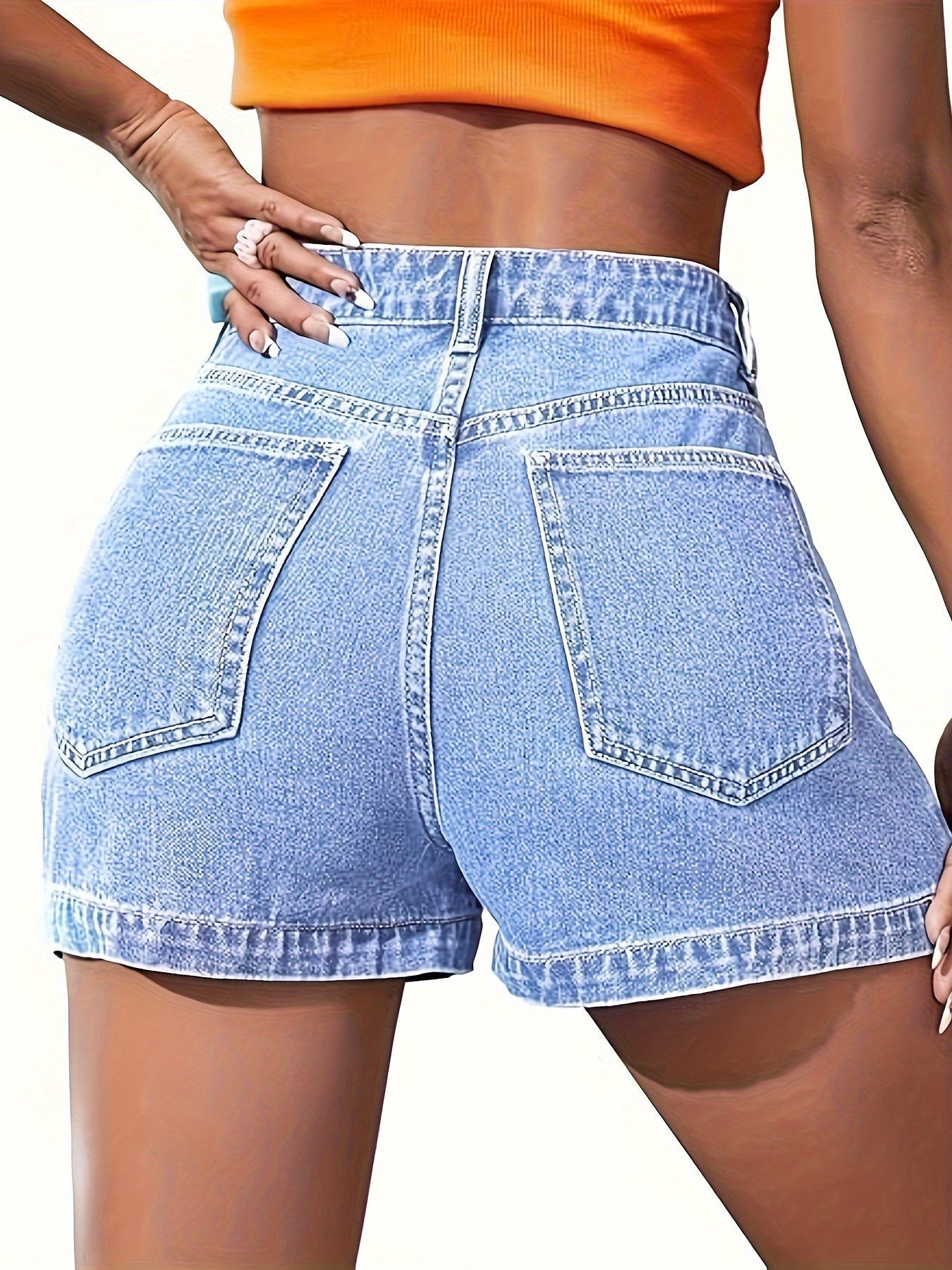 Women's Denim Skort Skirt Shorts A Line Mini High Waisted Casual Button Star Print Ripped Shorts MyFave Boutique