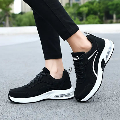 Women's Non-slip And Wear Resistant Air Cushion Running Shoes, Lace Up Fashion Casual Travel Shoes, Waterproof Lightweight Shock Absorption Sneakers MyFave Boutique