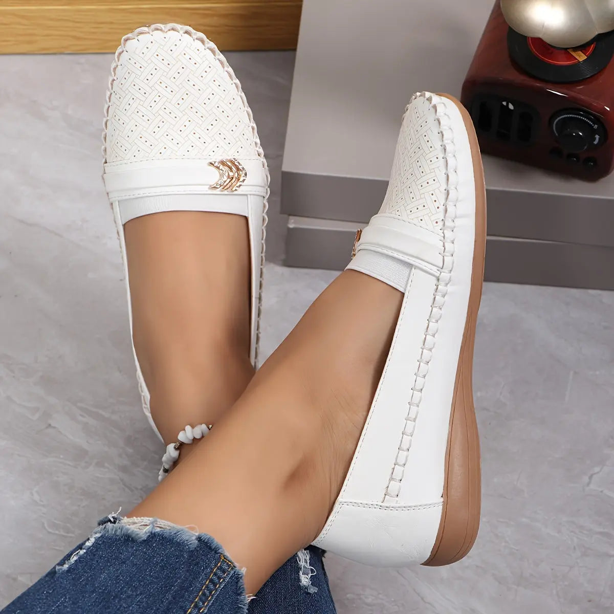 Women's Rhinestone Decor Flat Loafers, Fashion Slip On Closed Toe Shoes, Lightweight & Comfortable Shoes MyFave Boutique