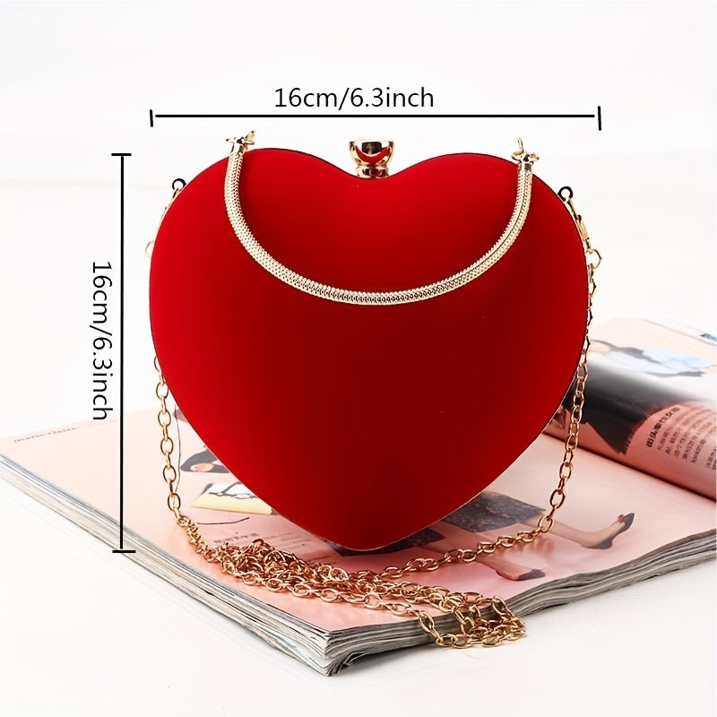 Mini Heart Shaped Evening Bag, Elegant Dinner Frame Bag, Women's Classic Clutch Purse & Handbag MyFave Boutique