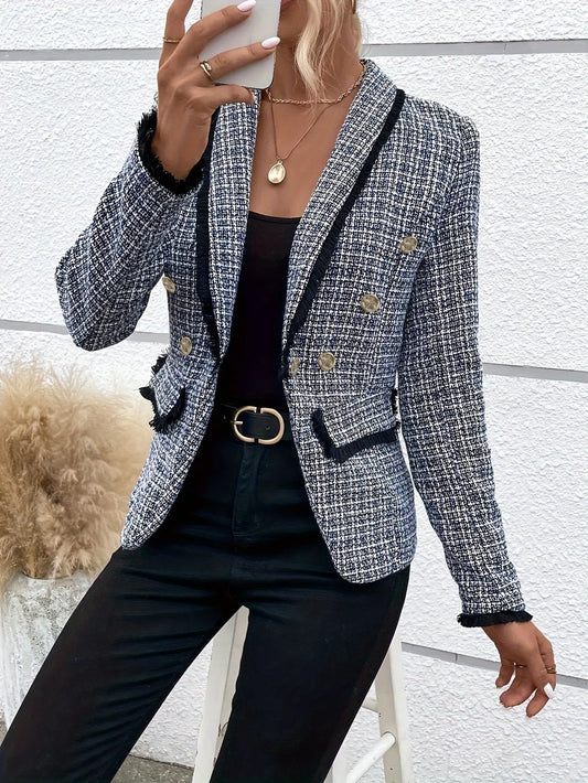 Women's Elegant Slim Fit Fashion Blazer, Polyester, Solid Color, Spring/Autumn, Suit Lapel/Notch Collar, Casual Jacket for Ladies MyFave Boutique