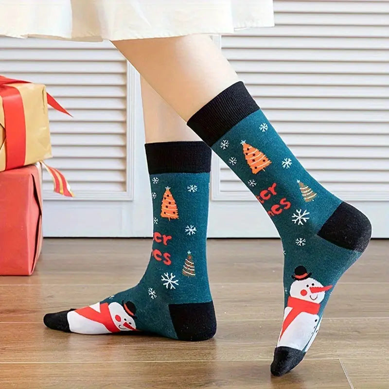 Random 12/20 Pairs Of New Autumn And Winter Thermal And Sweat-absorbing Santa Claus Cookie Cute Long Socks As A Christmas Gift For Family And Friends MyFave Boutique