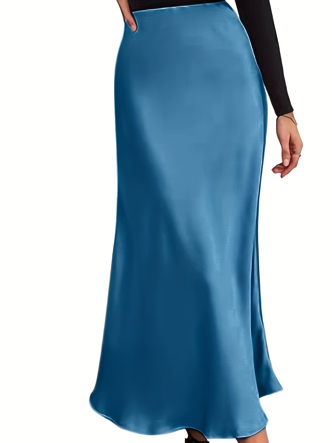 High Waist Satin Midi Skirt, Elegant A Line Skirt For Party & Work, Women's Clothing MyFave Boutique