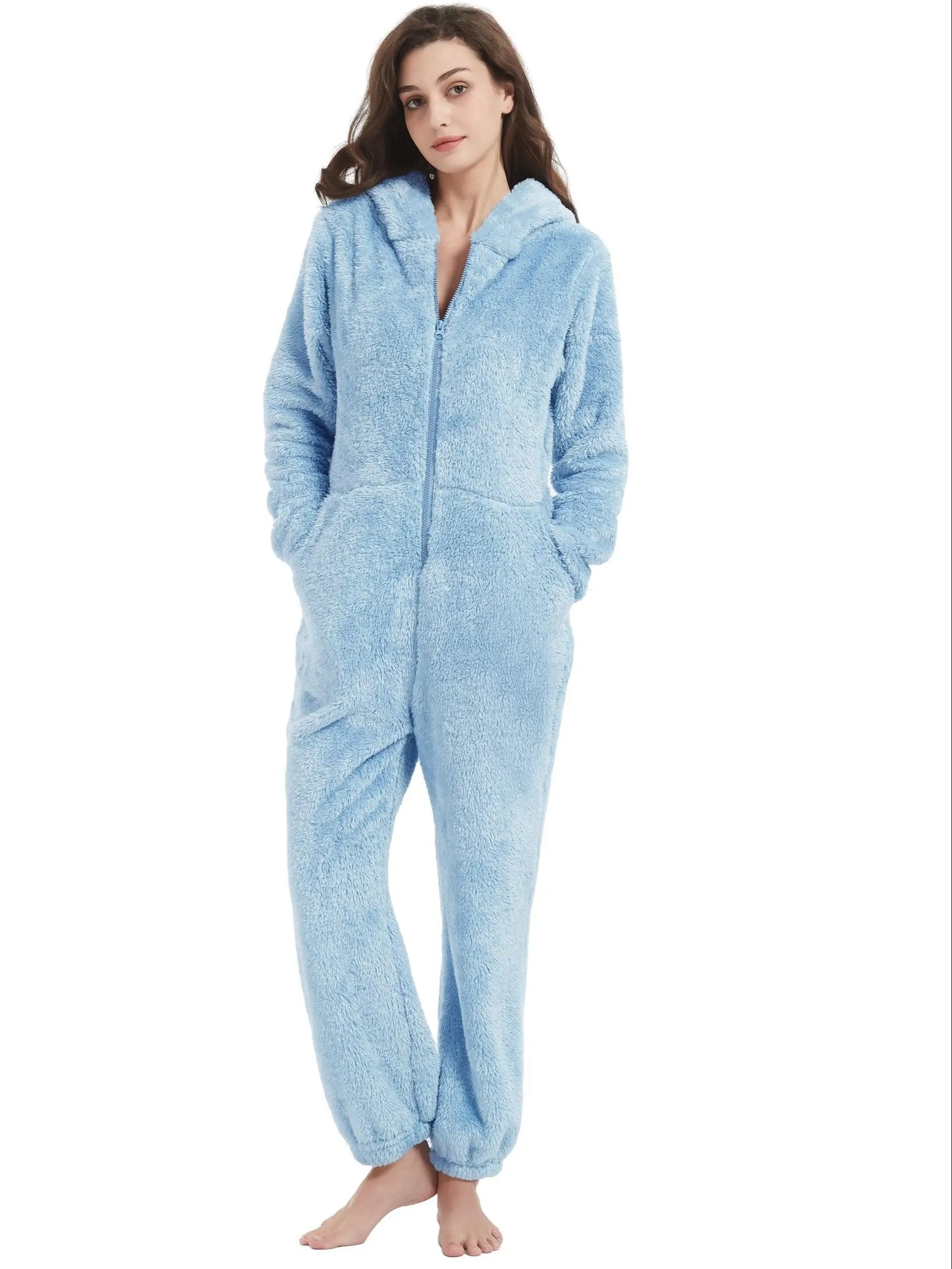 Womens Onesies Pajamas One-Piece Hooded Adult Pajama Jumpsuit Winter Fuzzy Sleepwear MyFave Boutique