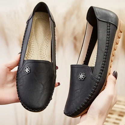 Women's Flower Buckle Loafers, Slip-On Casual Shoes with Soft Sole, Fashionable Low-Top Daily Footwear MyFave Boutique