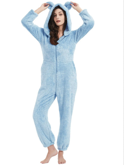 Womens Onesies Pajamas One-Piece Hooded Adult Pajama Jumpsuit Winter Fuzzy Sleepwear MyFave Boutique