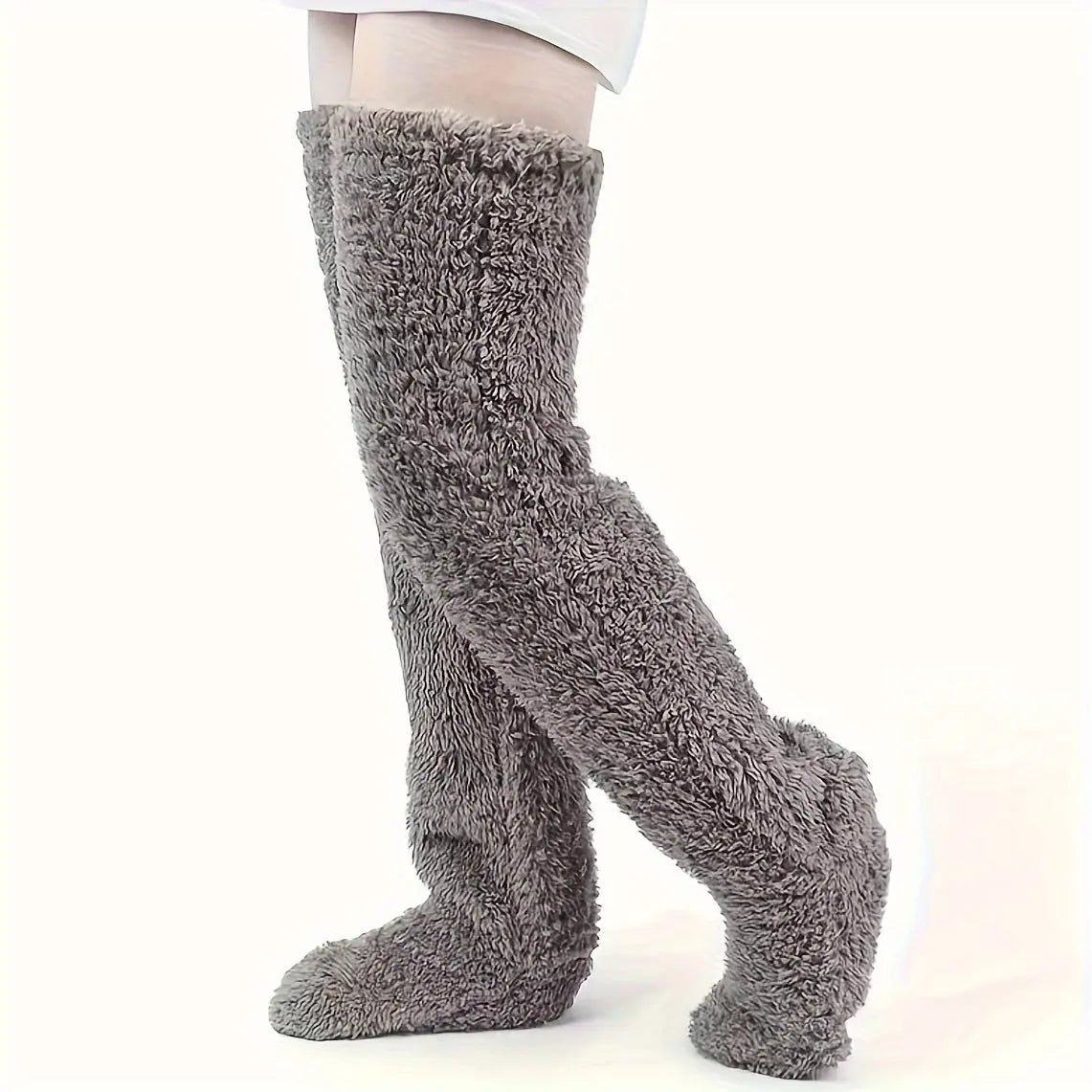 Warm Fuzzy Over-the-Knee Stockings for Women, Solid Thigh High Socks MyFave Boutique