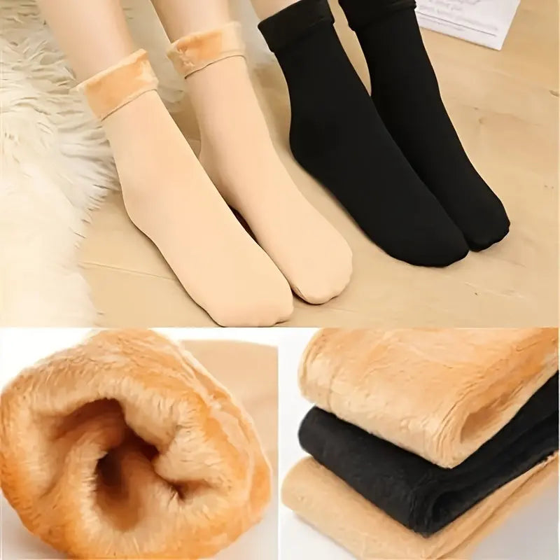 1/5/10 pairs 5/10 Pairs Warm Thermal Socks, Solid Color, Comfortable Elastic Winter Snow Socks MyFave Boutique