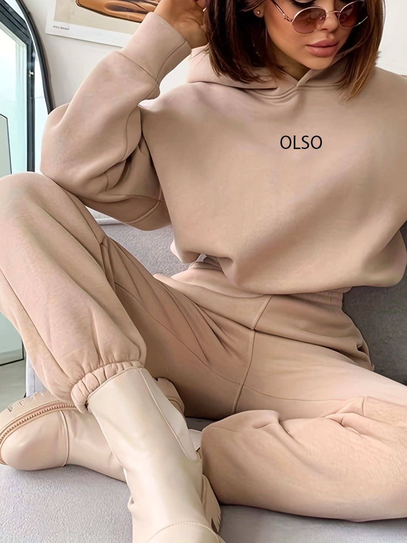 two-piece Women's Casual Letter Print Hoodie and Sweatpants Set - Comfortable and Stylish Outfit for Everyday Wear MyFave Boutique