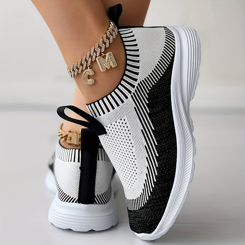 Women's Breathable Round Toe Slip-On Flatform Sneakers, Casual Sporty Comfy Shoes MyFave Boutique