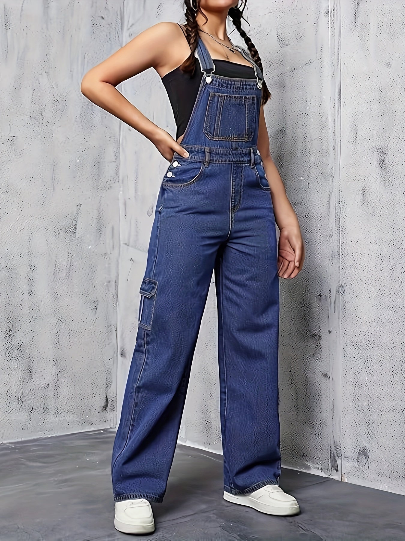 Womens Overalls Demin Wide Leg Cargo Jumpsuit Loose Fit Bib Baggy Jean Overalls Adjustable Straps For Women. MyFave Boutique