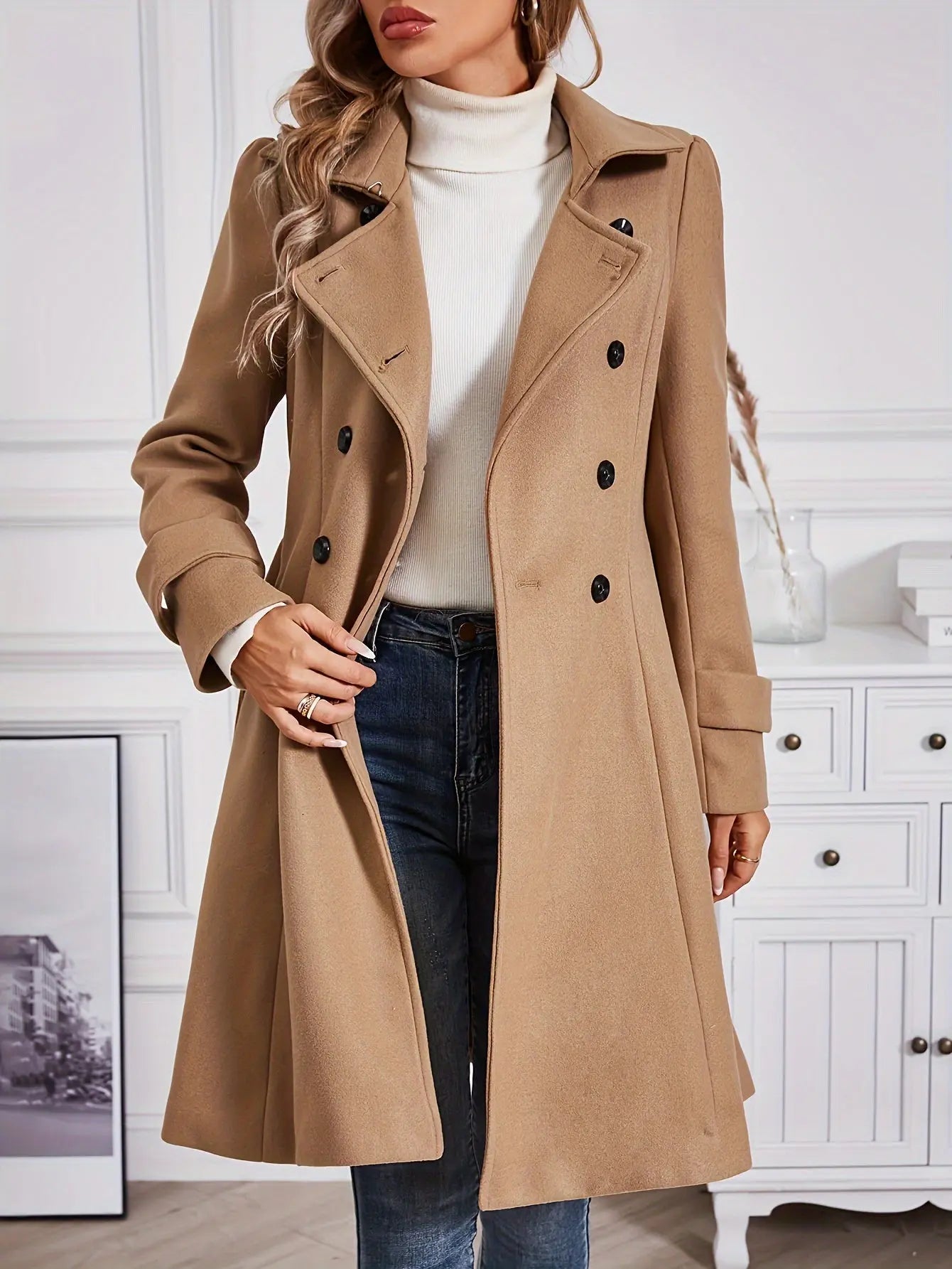 Elegant Belted Trench Coat for Women - Chic Lapel Collar, Long Sleeve, Solid Color, Machine Washable - Perfect for Fall/Winter MyFave Boutique