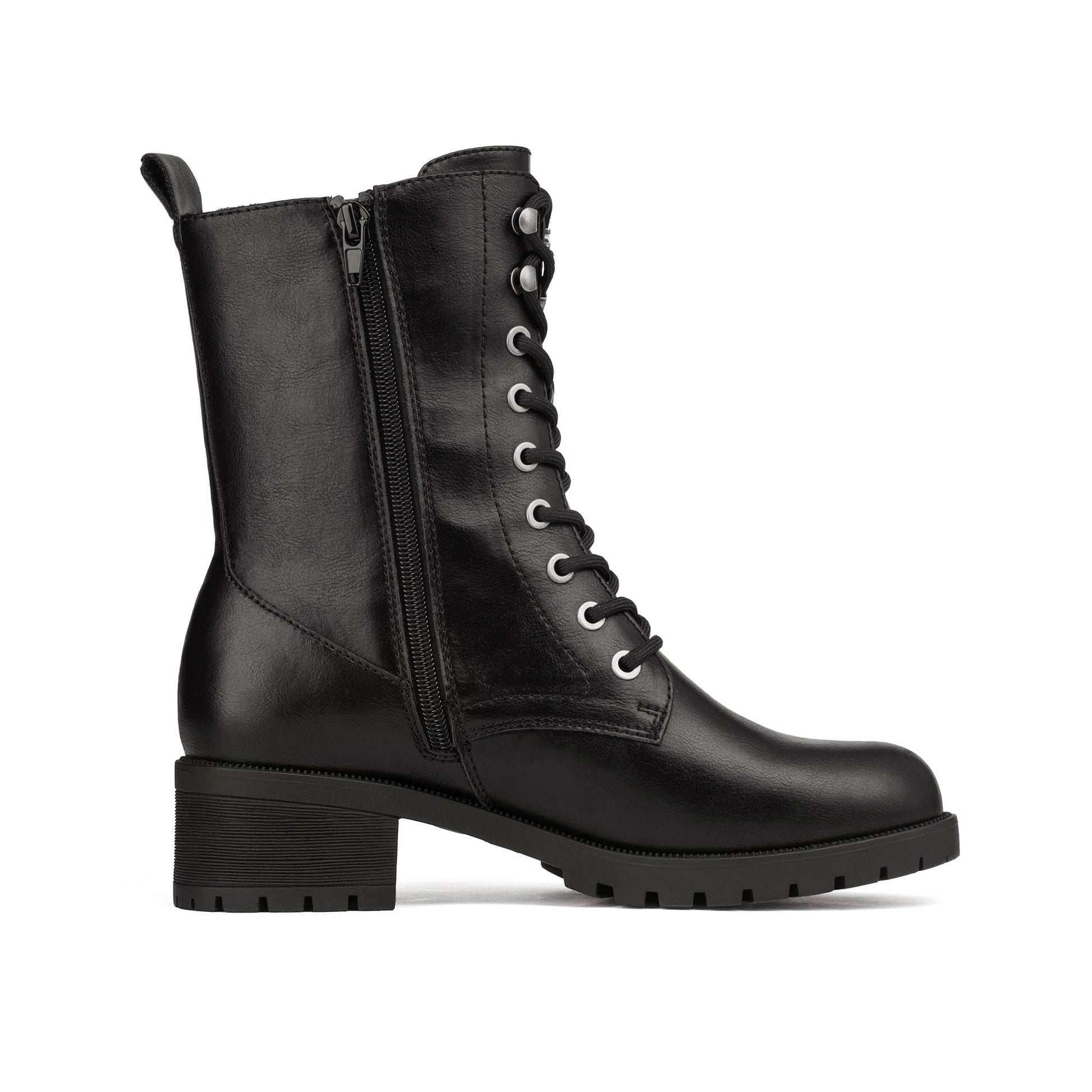 Women's Black Lace-up Combat Boots Mid-calf Military Winter Boot Mid-calf Boots MyFave Boutique