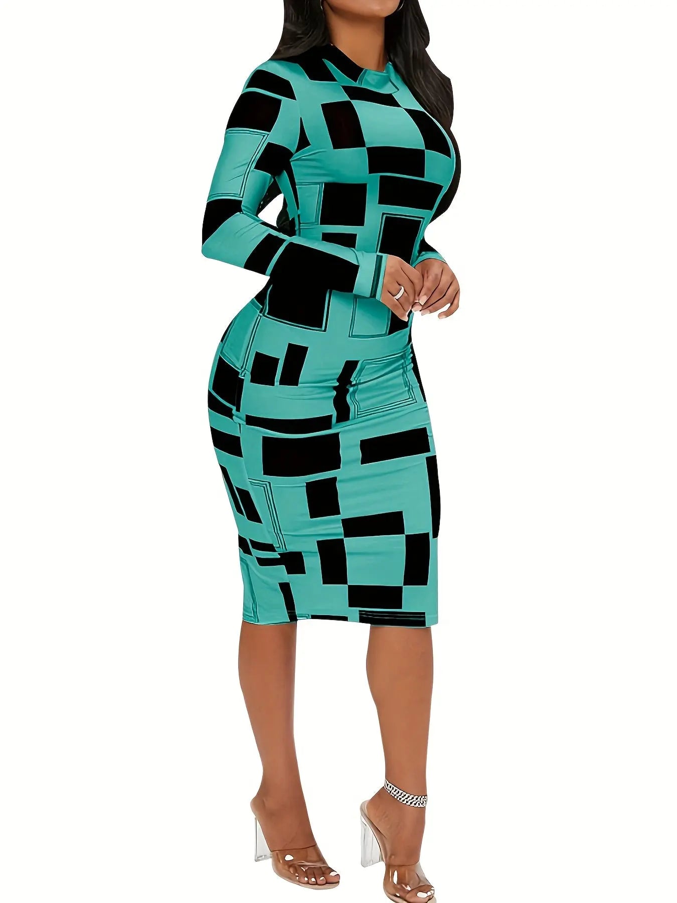 Women's Printed Lapel, Waistband, Slimming Effect, Buttocks Wrapped Fashion Dress MyFave Boutique