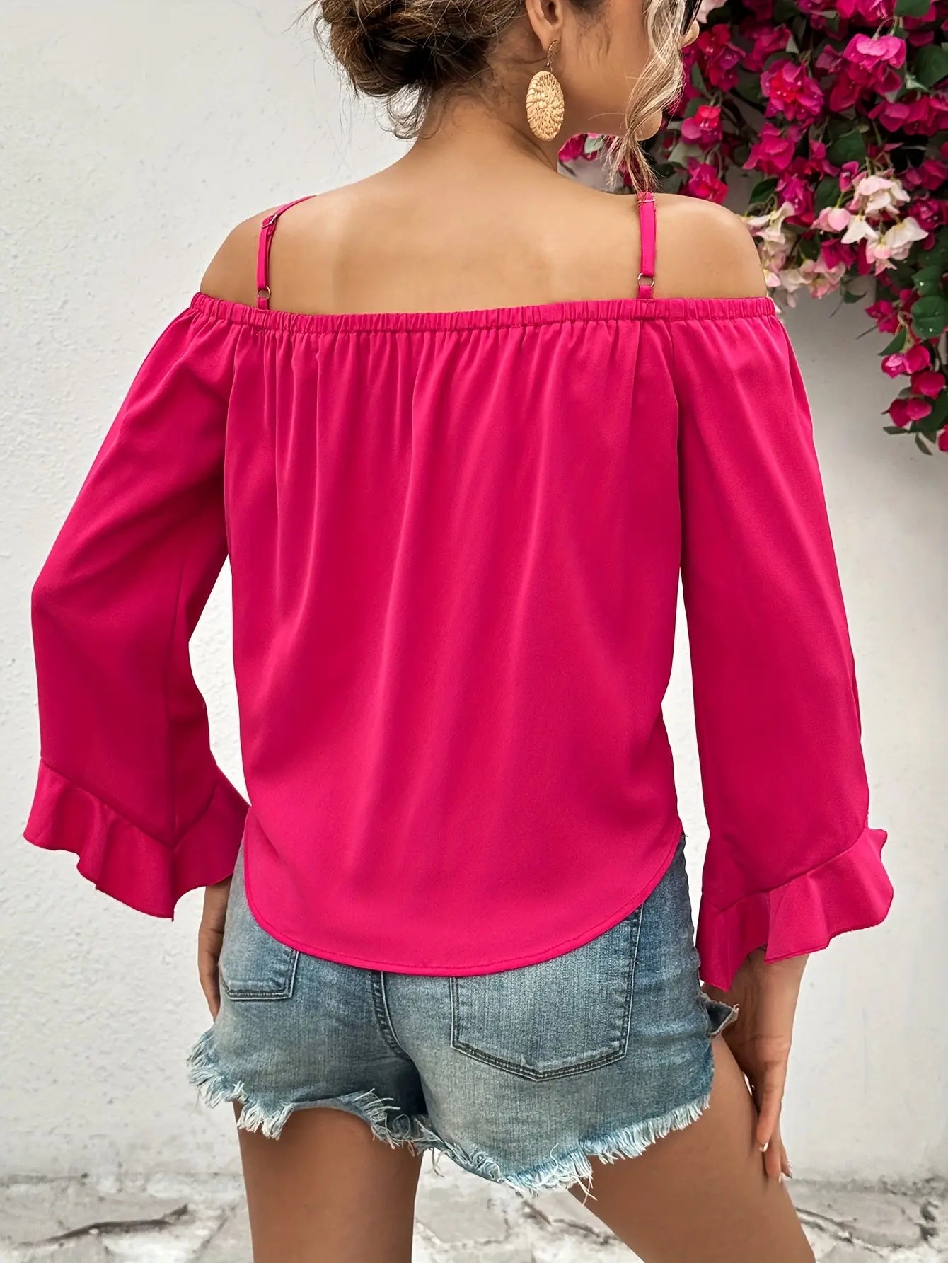 Off Shoulder Knot Front Blouse, Elegant Long Sleeve Blouse For Spring & Fall, Women's Clothing MyFave Boutique