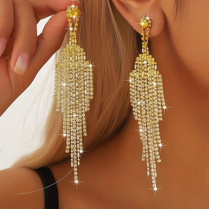 Festive Rhinestone Chandelier Tassel Earrings: Luxurious and Elegant for Women - Perfect for Valentine's Day, Weddings, and Parties - All Season Long MyFave Boutique