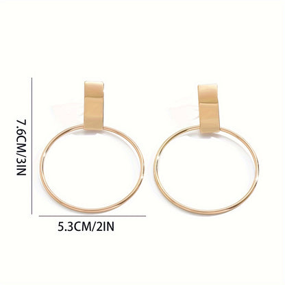 Geometric Minimalist Circle Clip-On Earrings for Women, Simple Fashion Non-Pierced Ear Clips, Daily Wear No Mosaic Ear Cuffs, Versatile Design for All Seasons - Pair MyFave Boutique