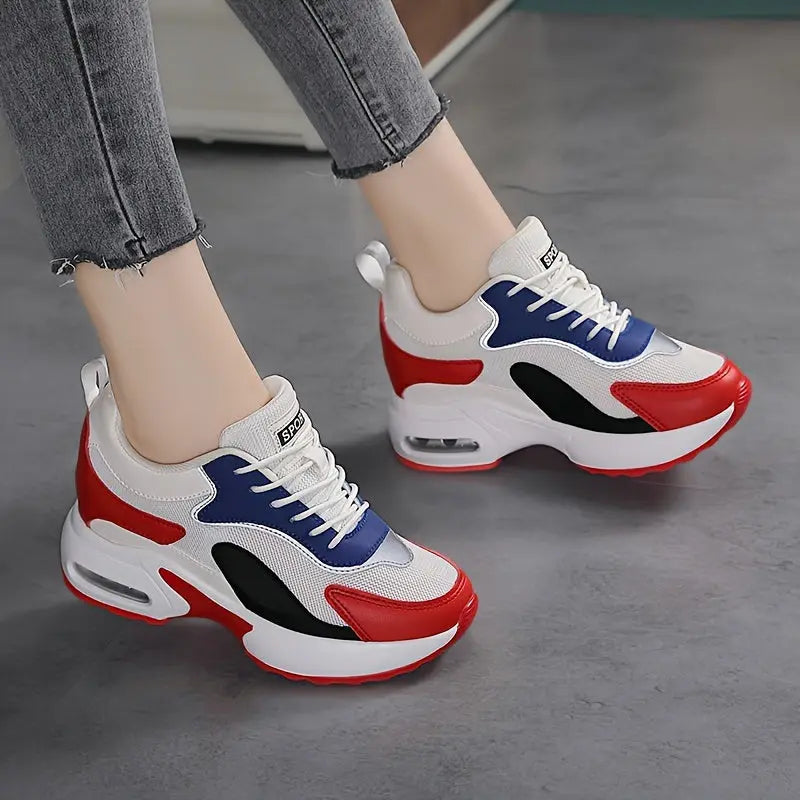 Women's Colorblock Height-Increasing Sneakers: Breathable, Shock-Absorbing Casual Athletic Shoes MyFave Boutique