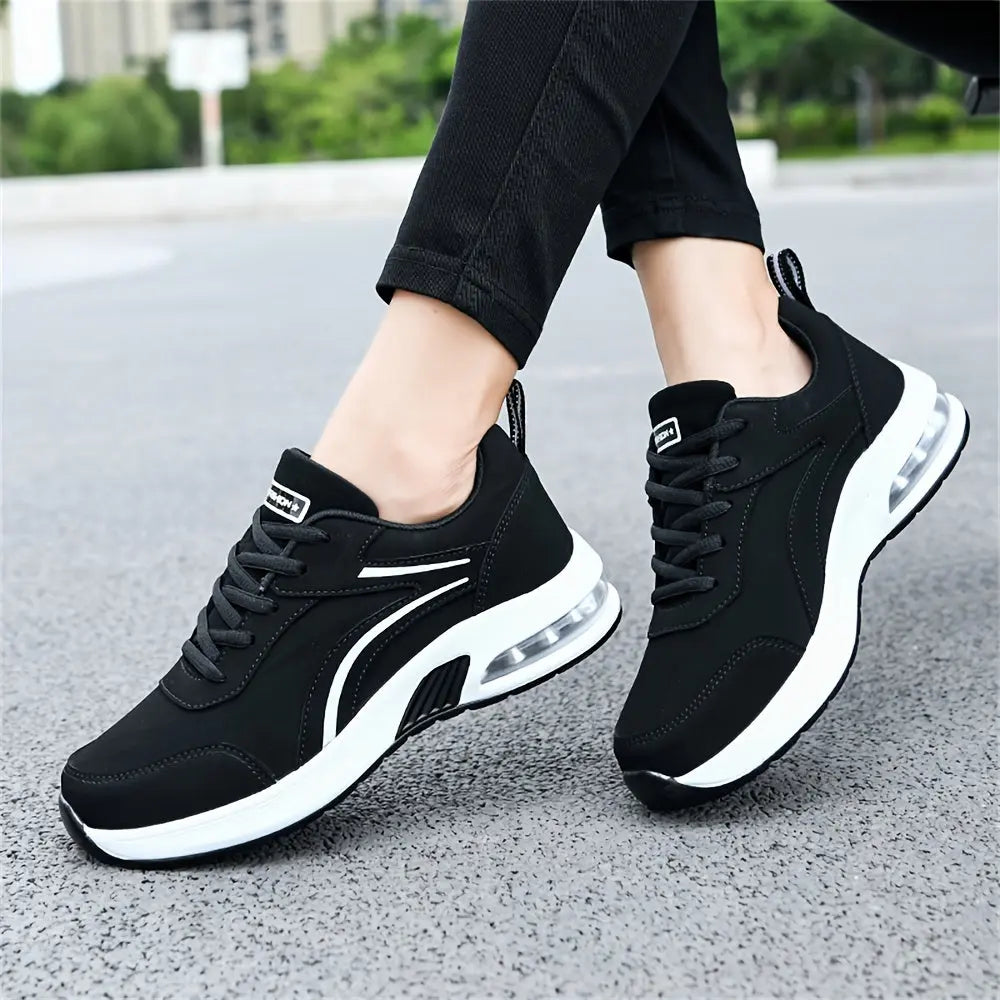 Trendy Air Cushion Non-slip Wear Resistant Running Shoes, Lace Up Fashion Casual Travel Shoes, Waterproof Lightweight Shock Absorption Sneakers Couple Shoes MyFave Boutique