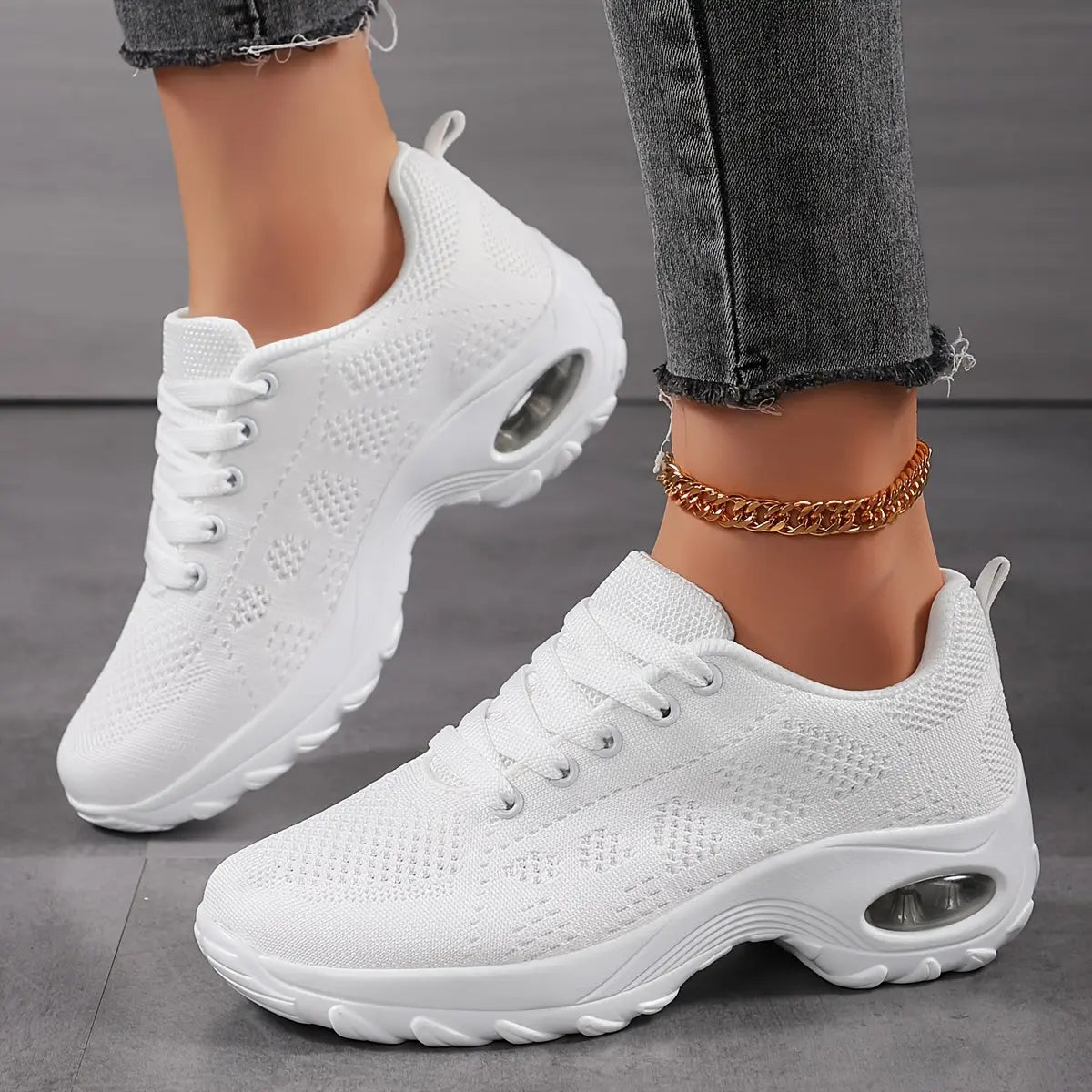 Women's Breathable Mesh Thick Sole Fashion Sneakers Lightweight All-Season Casual Sports Running Shoes with Round Toe Lace-Up Closure MyFave Boutique