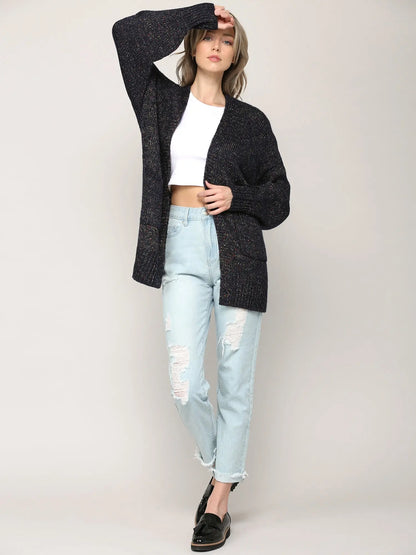 Women's Chunky Knit Batwing Cardigan - Open Front, Long Sleeve, Baggy Sweater with Pockets MyFave Boutique