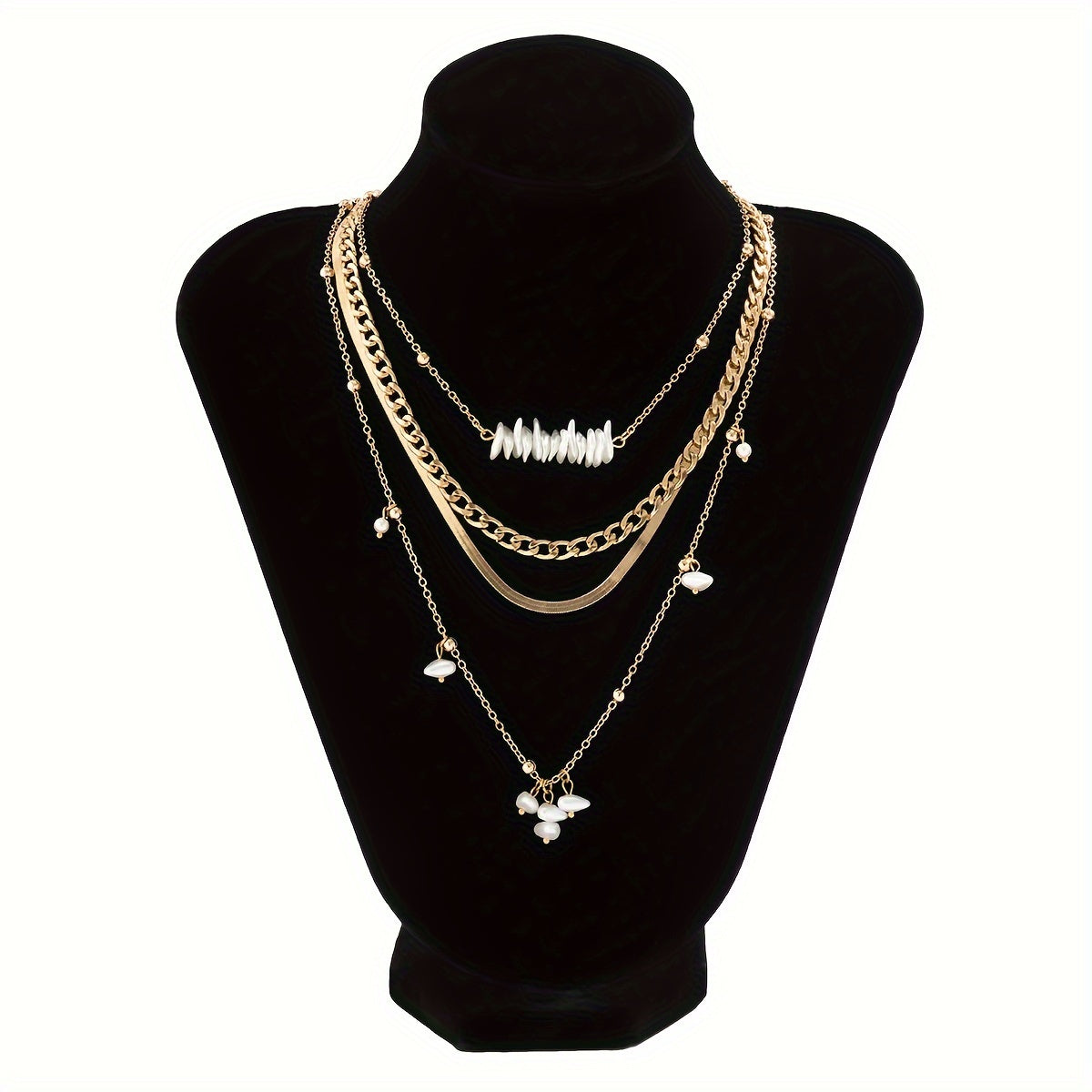 4 piece all-in-one Sweet Cool Style imitation Pearl Snake chain necklace set suitable for everyday and holiday collars MyFave Boutique