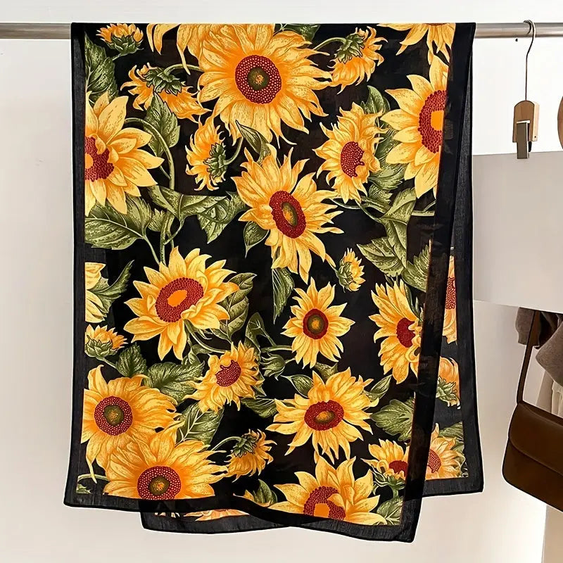 Literary Sunflower Printed Scarf Thin Breathable Shawl Summer Windproof Sunscreen Wrapped Scarf For Women MyFave Boutique