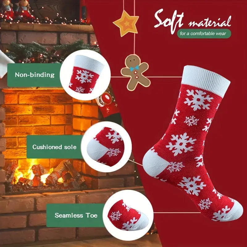 Random 12/20 Pairs Of New Autumn And Winter Thermal And Sweat-absorbing Santa Claus Cookie Cute Long Socks As A Christmas Gift For Family And Friends MyFave Boutique